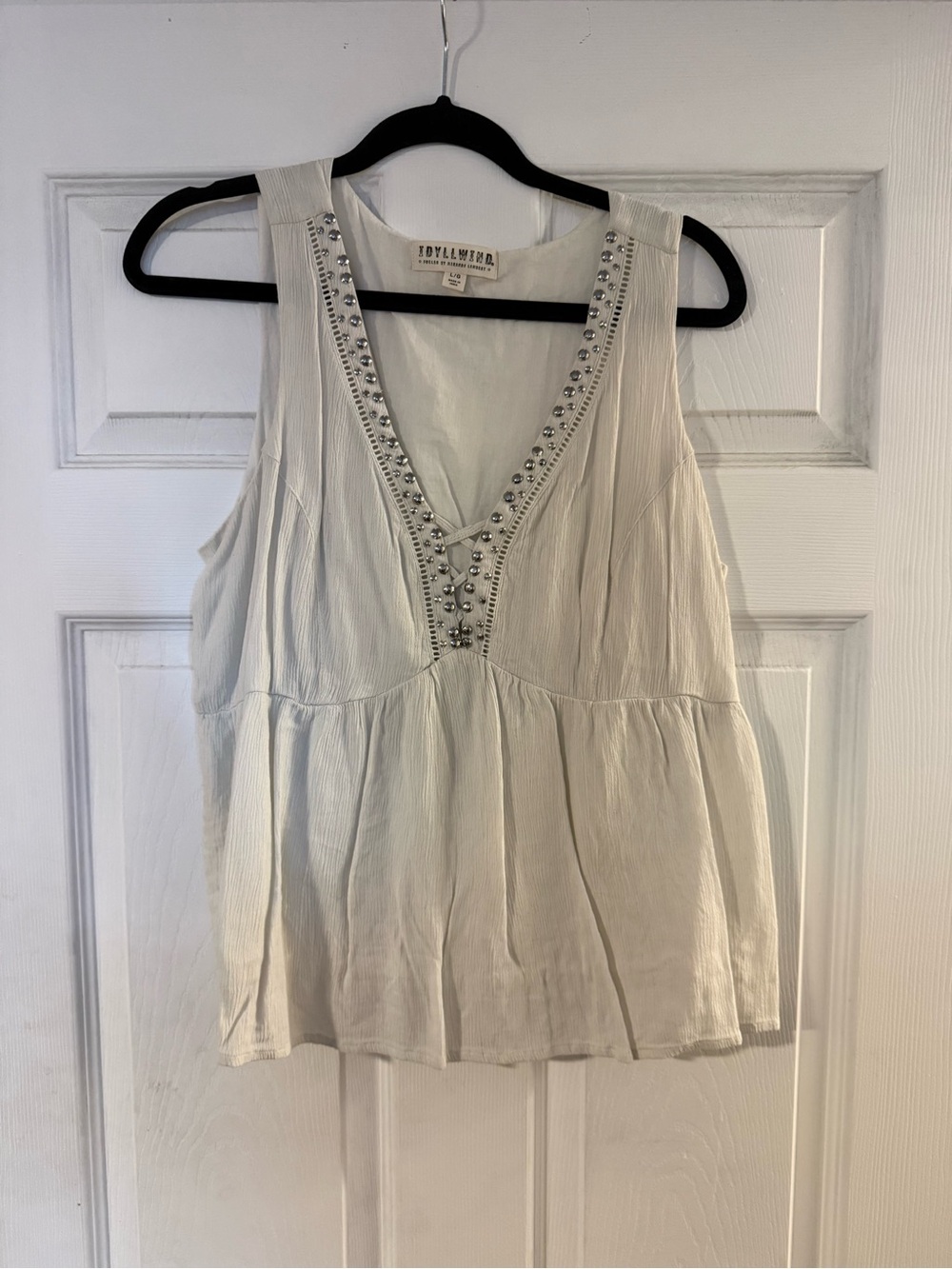 Idyllwind Cream Embellished V-Neck Tank